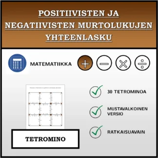 Tetromino: Positiivisten ja negatiivisten murtolukujen yhteenlasku