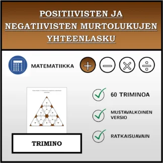 Trimino: Positiivisten ja negatiivisten murtolukujen yhteenlasku