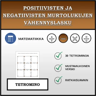 Tetromino: Positiivisten ja negatiivisten murtolukujen vähennyslasku