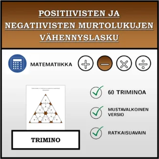Trimino: Positiivisten ja negatiivisten murtolukujen vähennyslasku