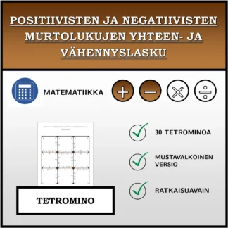 Tetromino: Positiivisten ja negatiivisten murtolukujen yhteen- ja vähennyslasku
