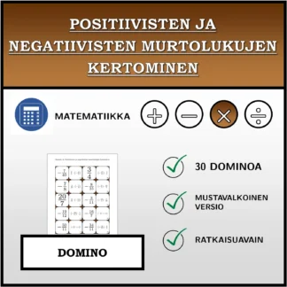 Domino: Positiivisten ja negatiivisten murtolukujen kertominen