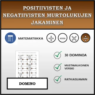 Domino: Positiivisten ja negatiivisten murtolukujen jakaminen