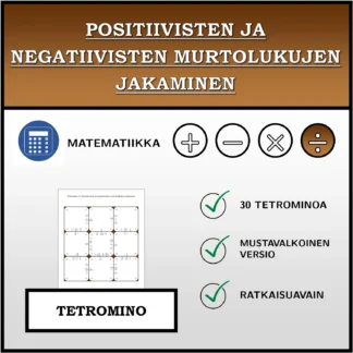 Tetromino: Positiivisten ja negatiivisten murtolukujen jakaminen