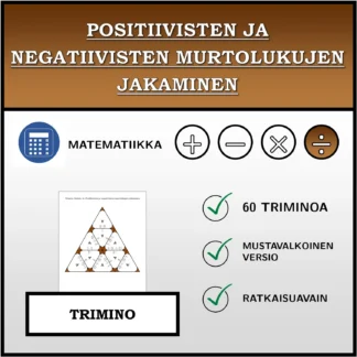 Trimino: Positiivisten ja negatiivisten murtolukujen jakaminen