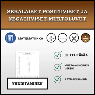 Yhdistämistehtävä: Sekalaiset positiiviset ja negatiiviset murtoluvut