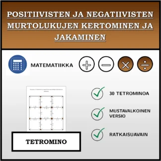Tetromino: Positiivisten ja negatiivisten murtolukujen kertominen ja jakaminen