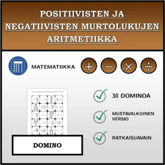 Domino: Positiivisten ja negatiivisten murtolukujen aritmetiikka