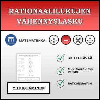 Yhdistämistehtävä: Rationaalilukujen vähennyslasku