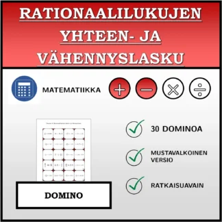 Domino: Rationaalilukujen yhteen- ja vähennyslasku