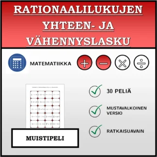 Muistipeli: Rationaalilukujen yhteen- ja vähennyslasku