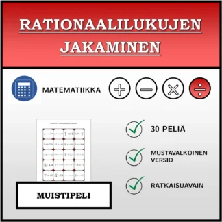 Muistipeli: Rationaalilukujen jakaminen