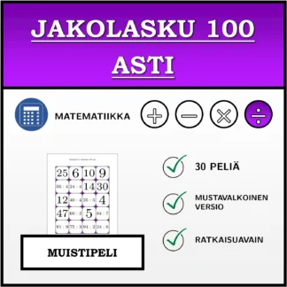 Muistipeli: Jakolasku 100 asti