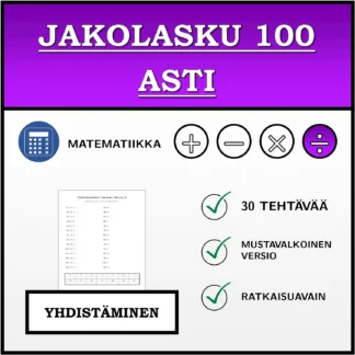 Yhdistämistehtävä: Jakolasku 100 asti