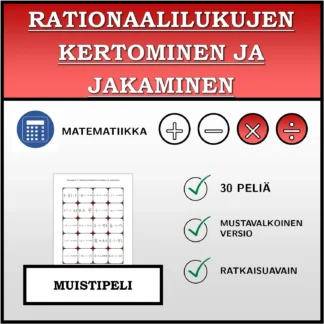 Muistipeli: Rationaalilukujen kertominen ja jakaminen