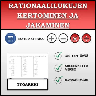 Työarkki: Rationaalilukujen kertominen ja jakaminen