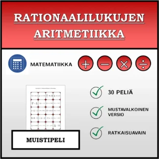 Muistipeli: Rationaalilukujen aritmetiikka