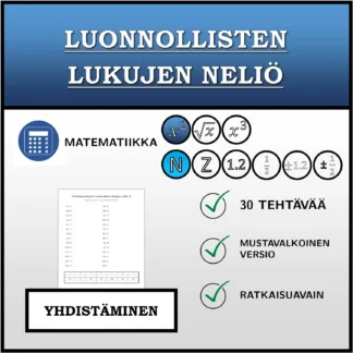 Yhdistämistehtävä: Luonnollisten lukujen neliö