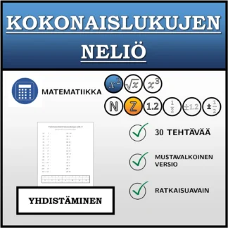 Yhdistämistehtävä: Kokonaislukujen neliö