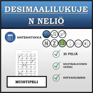 Muistipeli: Desimaalilukujen neliö