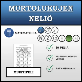 Muistipeli: Murtolukujen neliö