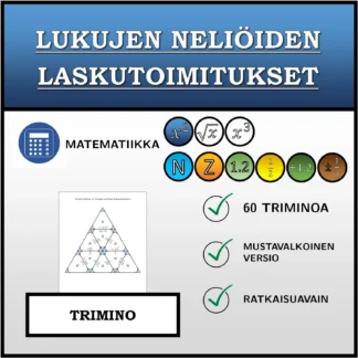 Trimino: Lukujen neliöiden laskutoimitukset