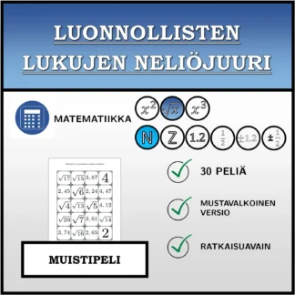 Muistipeli: Luonnollisten lukujen neliöjuuri