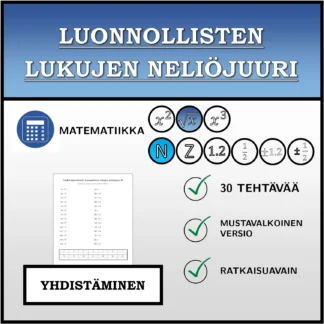 Yhdistämistehtävä: Luonnollisten lukujen neliöjuuri