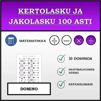 Domino: Kertolasku ja jakolasku 100 asti