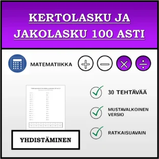 Yhdistämistehtävä: Kertolasku ja jakolasku 100 asti