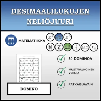 Domino: Desimaalilukujen neliöjuuri
