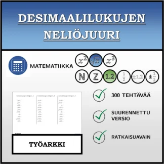 Työarkki: Desimaalilukujen neliöjuuri