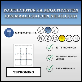 Tetromino: Positiivisten ja negatiivisten desimaalilukujen neliöjuuri