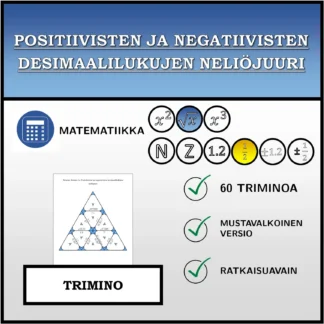 Trimino: Positiivisten ja negatiivisten desimaalilukujen neliöjuuri