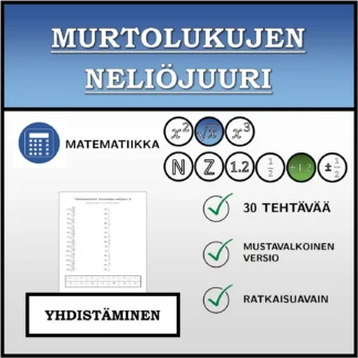 Yhdistämistehtävä: Murtolukujen neliöjuuri