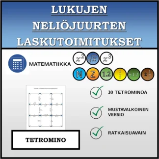 Tetromino: Lukujen neliöjuurten laskutoimitukset