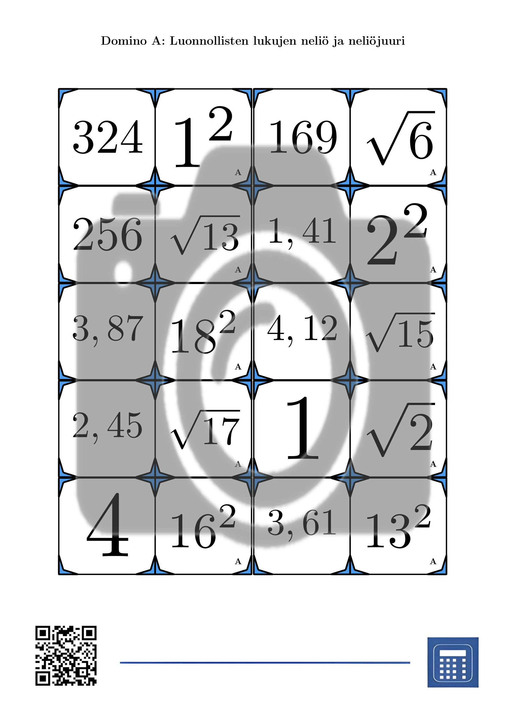 Domino: Luonnollisten lukujen neliö ja neliöjuuri - Image 2