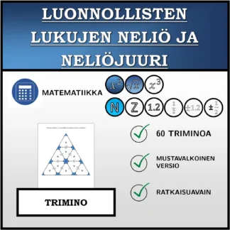Trimino: Luonnollisten lukujen neliö ja neliöjuuri