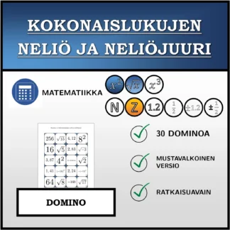 Domino: Kokonaislukujen neliö ja neliöjuuri