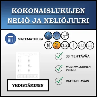 Yhdistämistehtävä: Kokonaislukujen neliö ja neliöjuuri
