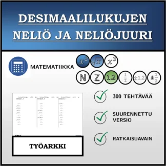 Työarkki: Desimaalilukujen neliö ja neliöjuuri