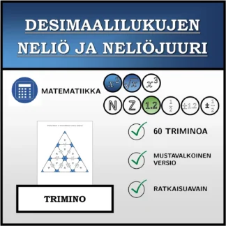 Trimino: Desimaalilukujen neliö ja neliöjuuri